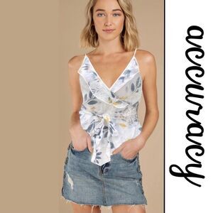Accuracy Belted Surplice Floral Tank